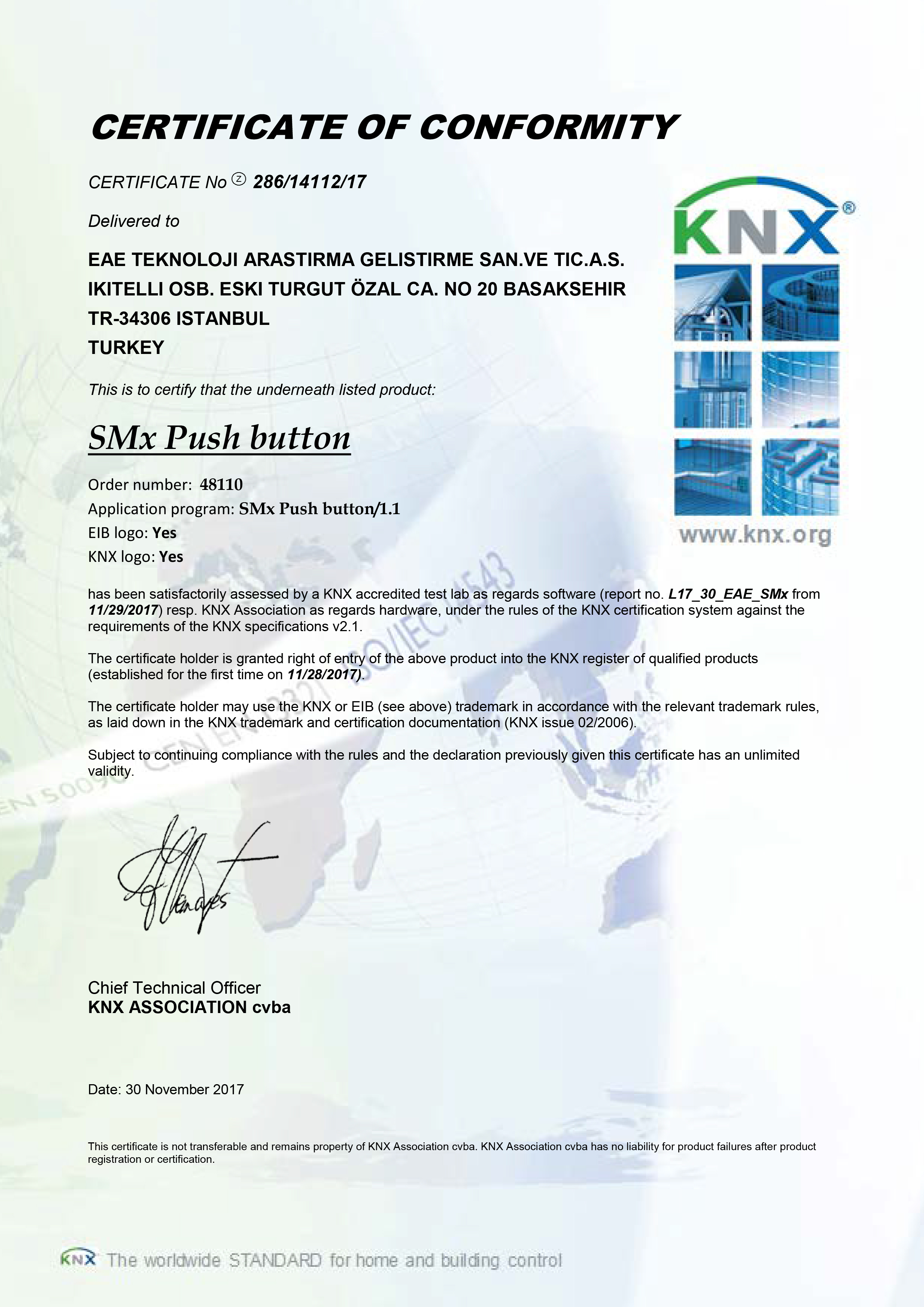 EAE KNX国际开放协议标准认证